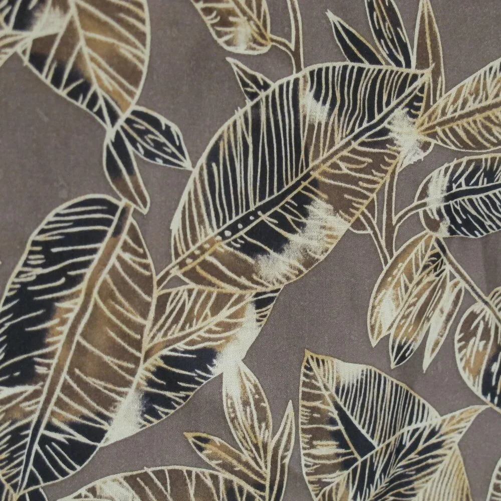 Tan silk scarf with leaves